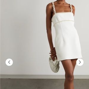 Rebecca Vallance Faux pearl-embellished stretch-cady mini dress